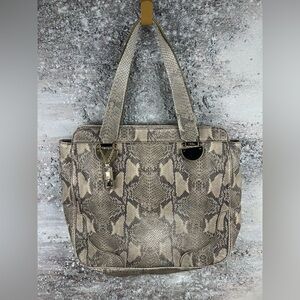 547 Cole Haan Snake-Print Tote Bag - Beige Gray with small pouch